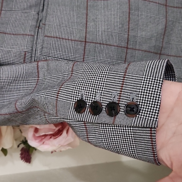 Double Button Blazer Size Medium Career Contemporary Preppy Plaid Glam Formal - Picture 5 of 9